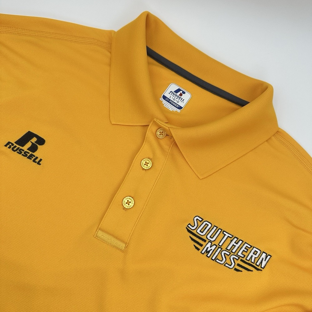 Russell Athletic Southern Miss Polo Shirt Mens Large NCAA Dri Power Palace Patch